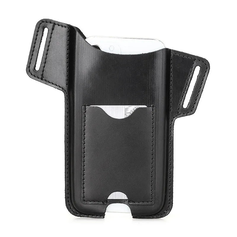 Crazy Horse leather belt phone case in brown or black for iPhone 12 Pro Max, genuine leather with patterned finish