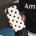 Dot mobile phone case in black or pink with wave point pattern, TPU back cover for iPhone models.