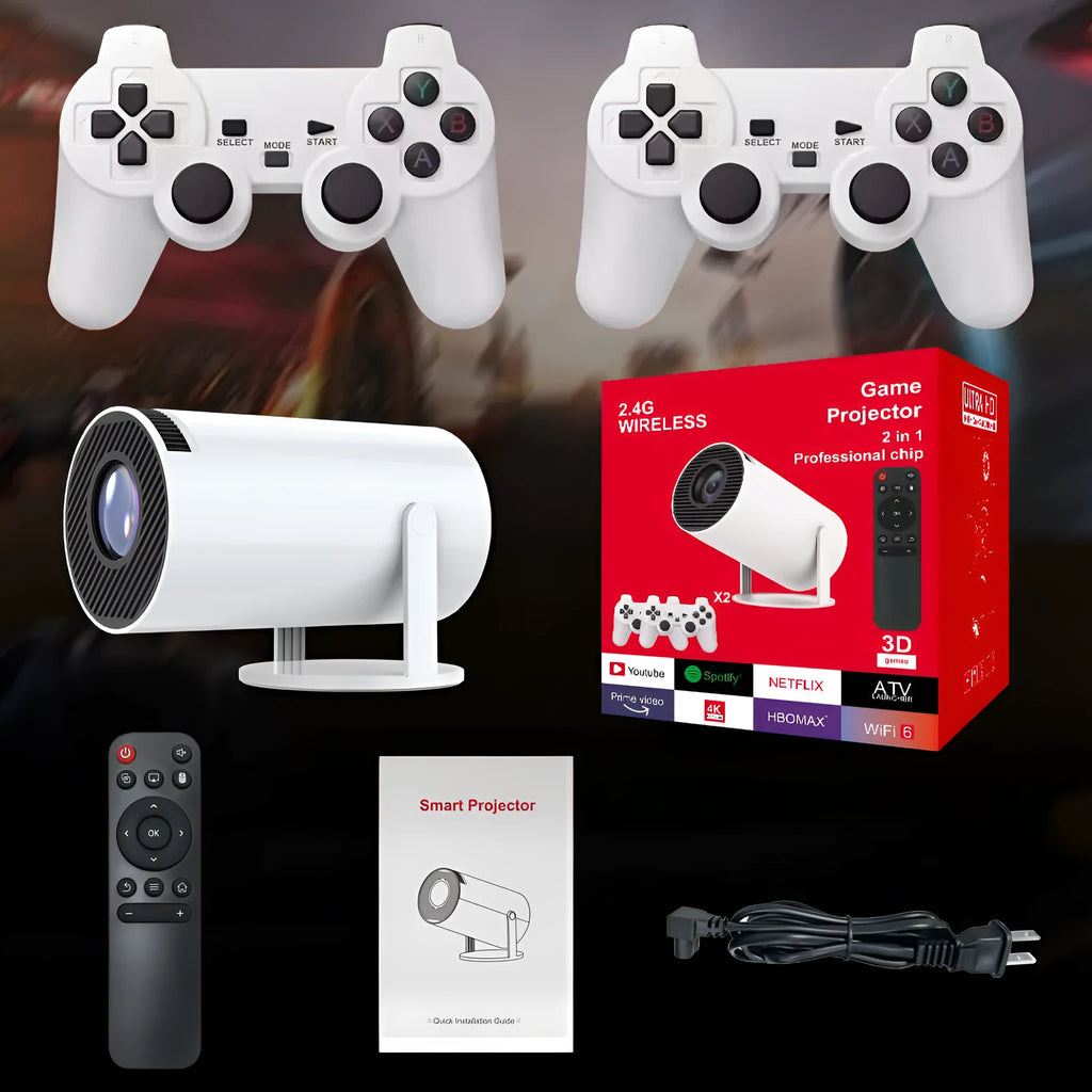 M300MAX portable home projection game machine with handles in red or white packaging box