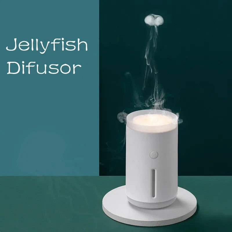 Spitting Circle humidifier in porcelain white with large fog output and dual atomisation modes for desktop use