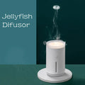 Spitting Circle humidifier in porcelain white with large fog output and dual atomisation modes for desktop use