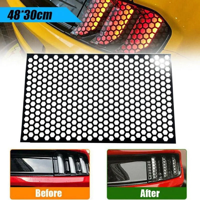 Honeycomb pattern car taillight decoration sticker sheet in black, carbon, and colourful options