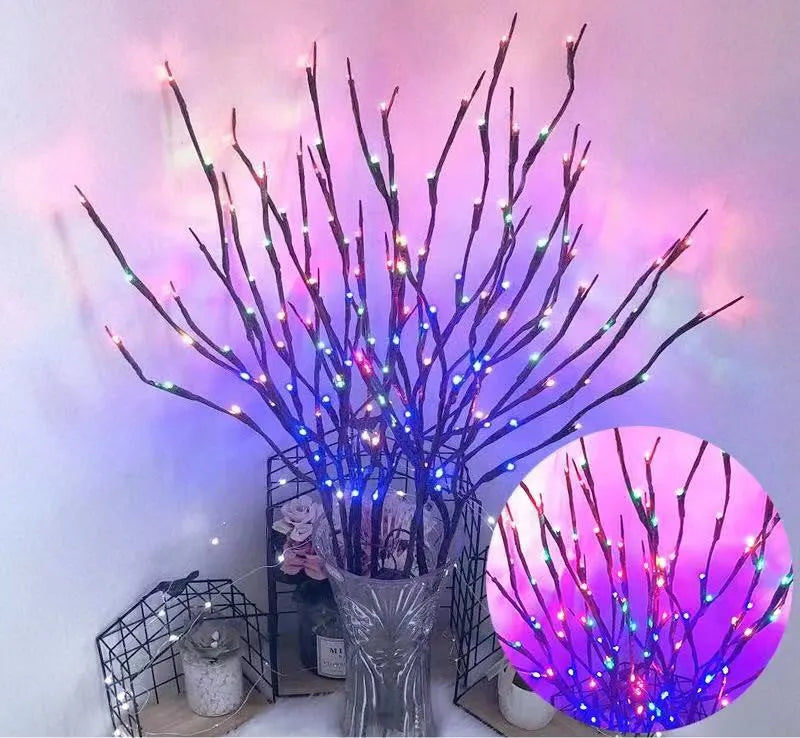 LED simulation branch tree light in a vase with multiple colour illumination options