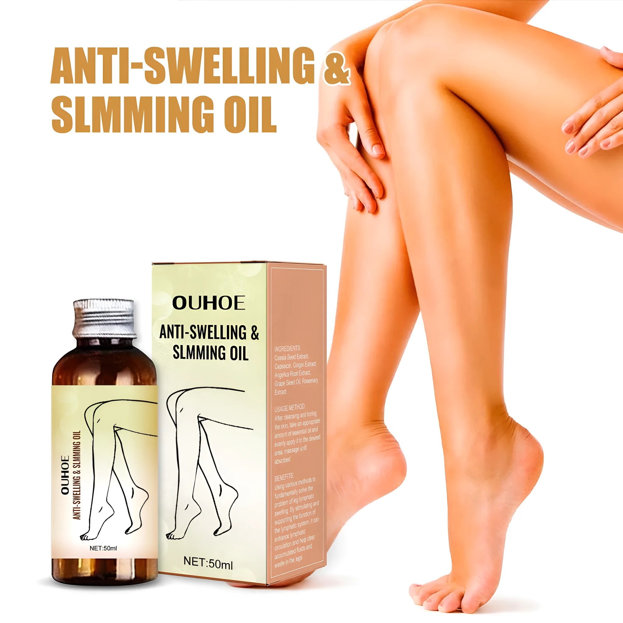 50ml bottle of ginger and grape seed moisturising body oil for massage