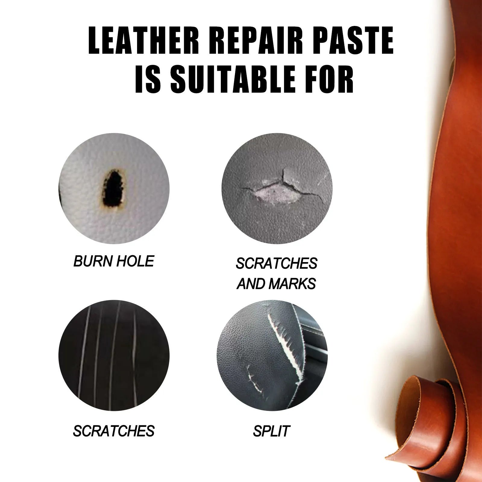 60ml leather repair filling paste in 5cm by 4.4cm container for car seat and sofa scratch restoration