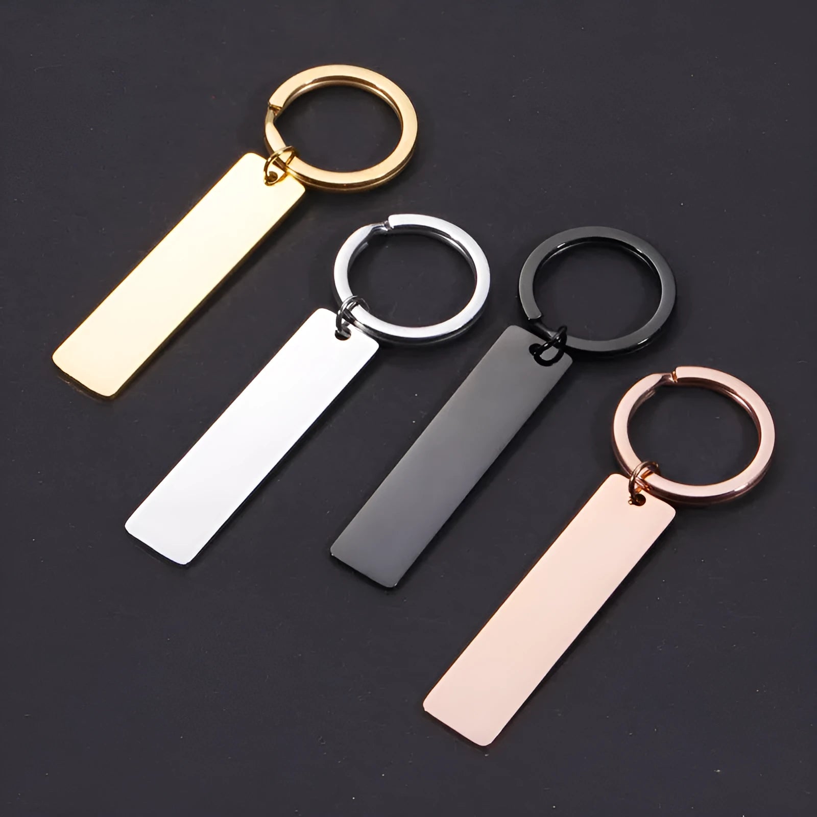 Custom laser engraved Spotify scan code keychain in stainless steel with metal keyring, rectangular pendant, unisex design, black colour