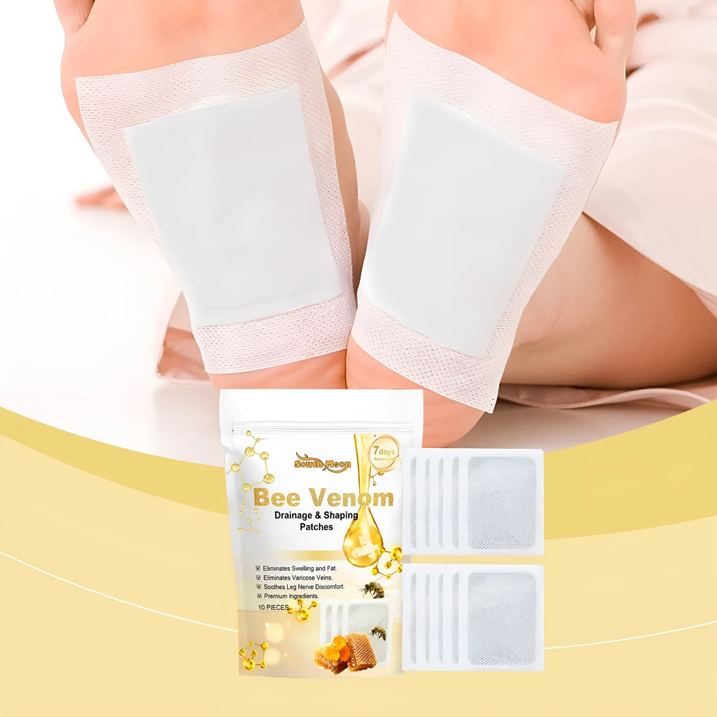 10-piece slimming care foot patch pack with bee venom and mugwort ingredients