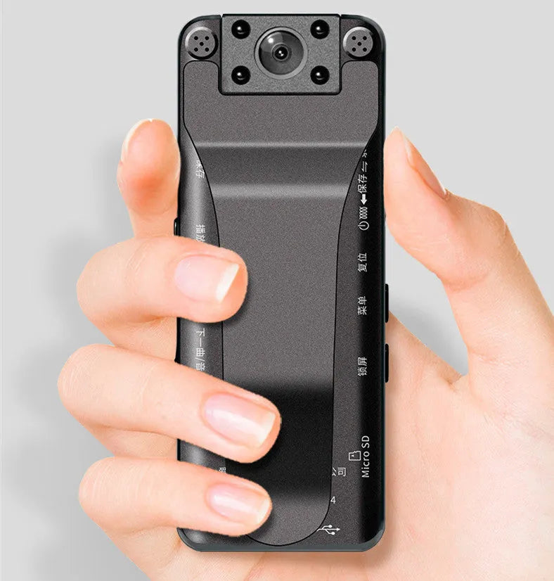 DSJ-S11 black body worn camera showing front lens, display screen, and magnetic clip mount