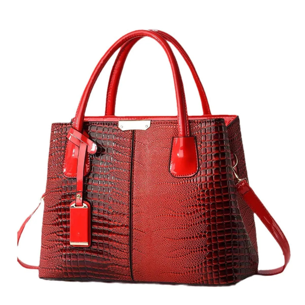Women's large-capacity PU leather handbag in minimalist horizontal square design, lightweight 540g, available in multiple colours
