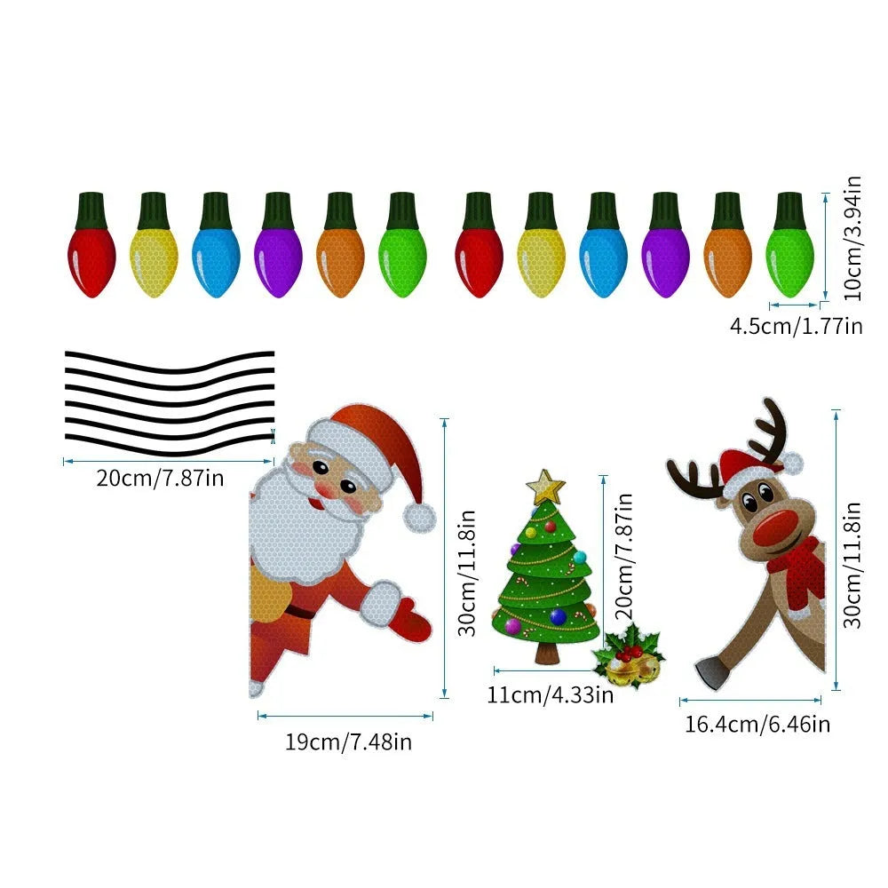 Medium size reflective elk magnetic Christmas car sticker with RFM025 6-thread colour pattern