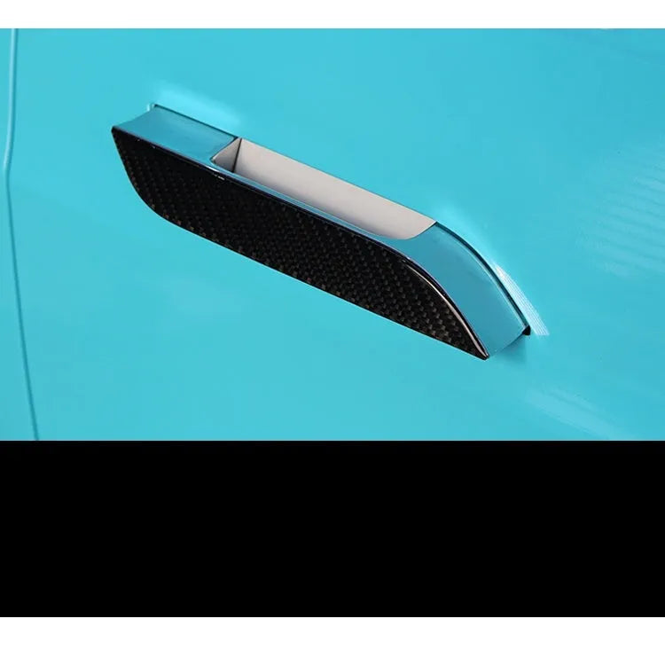 Carbon fibre door handle protection patches for Tesla Model S with matte finish