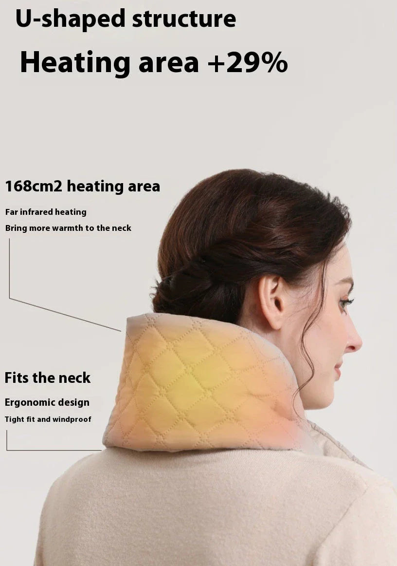 Premium electric heating scarf made of soft, luxurious velvet fabric with adjustable temperature control for cozy warmth