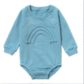 Long sleeve waffle cotton baby romper in triangle climbing style with cotton rope fastening