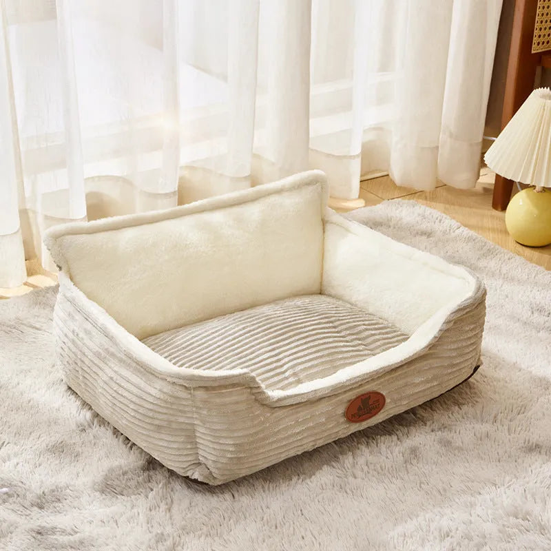 Washable four-season kennel bed for small and medium dogs and cats in coffee colour