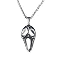 Men's silver stainless steel necklace with alloy pendant in skull, dagger, sun or other design