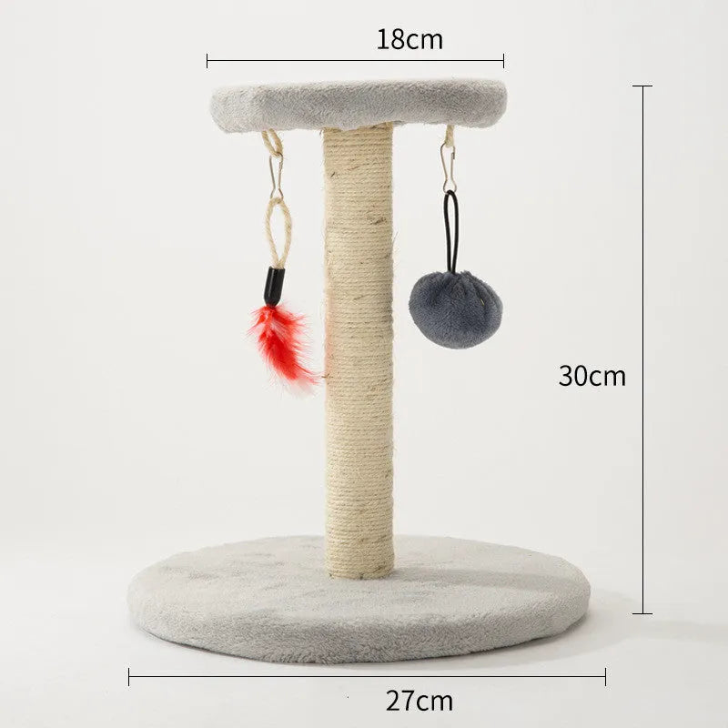 Cat climbing frame biting toy with natural sisal and detachable plush toy in Grey Five Pointed Star colour