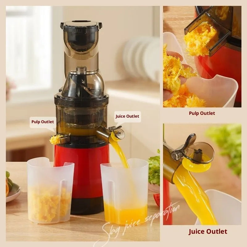 High-power multi-functional juice extractor with vertical screw rod and small caliber slag juice separation