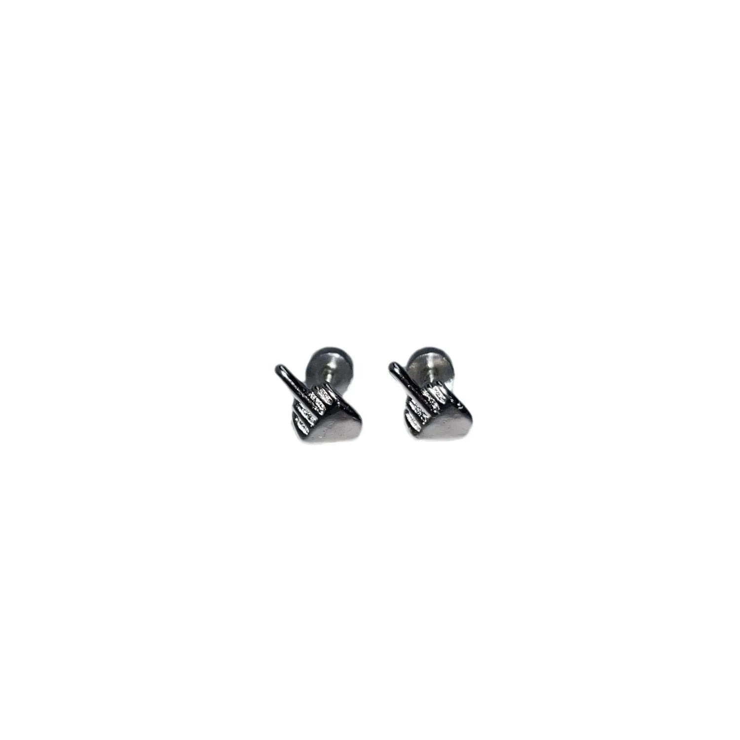 Women's alloy cartilage earring with screw clasp and vertical middle finger colour design