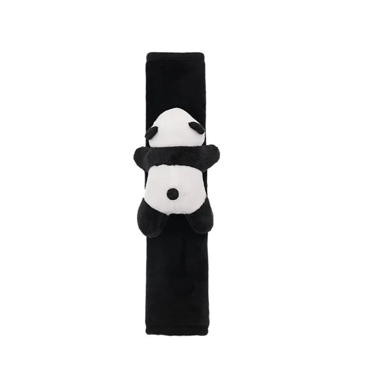 Panda themed plush black steering wheel cover and matching shoulder pad set