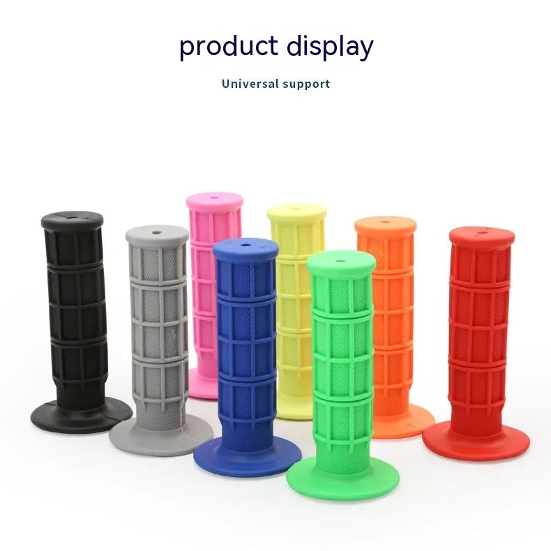 Pair of solid colour rubber motorcycle handlebar grip covers showing 22mm diameter, displayed in available colours.
