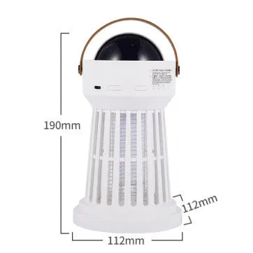 White electric mosquito killer lamp with star ceiling projection feature and folding hidden handle