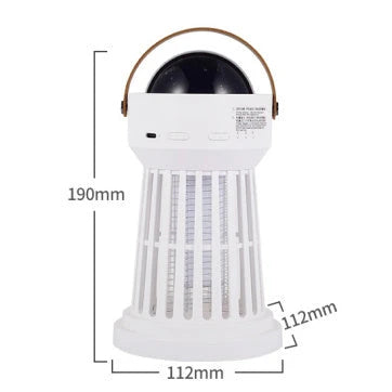 Dual-Function Mosquito Zapper and Star Projector Lamp with Rechargeable Battery and Folding Handle