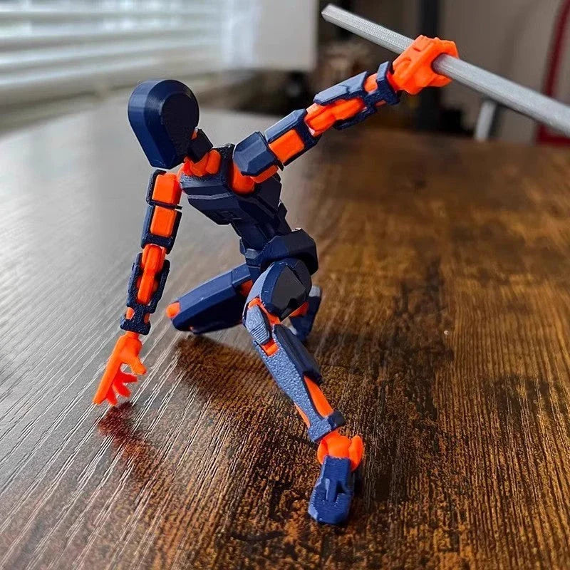 Posable 3D printed action figure mannequin toy with multi-jointed design for customizable poses and actions