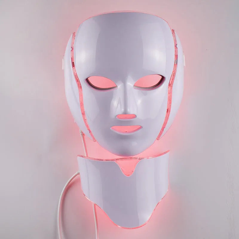 LED photon beauty mask with 192 LEDs and seven colour light therapy for face and neck