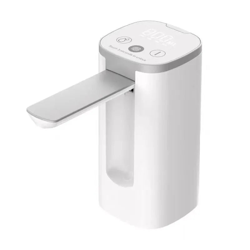 White ABS plastic folding water pump with LCD screen and silicone tube for bucket water dispensing