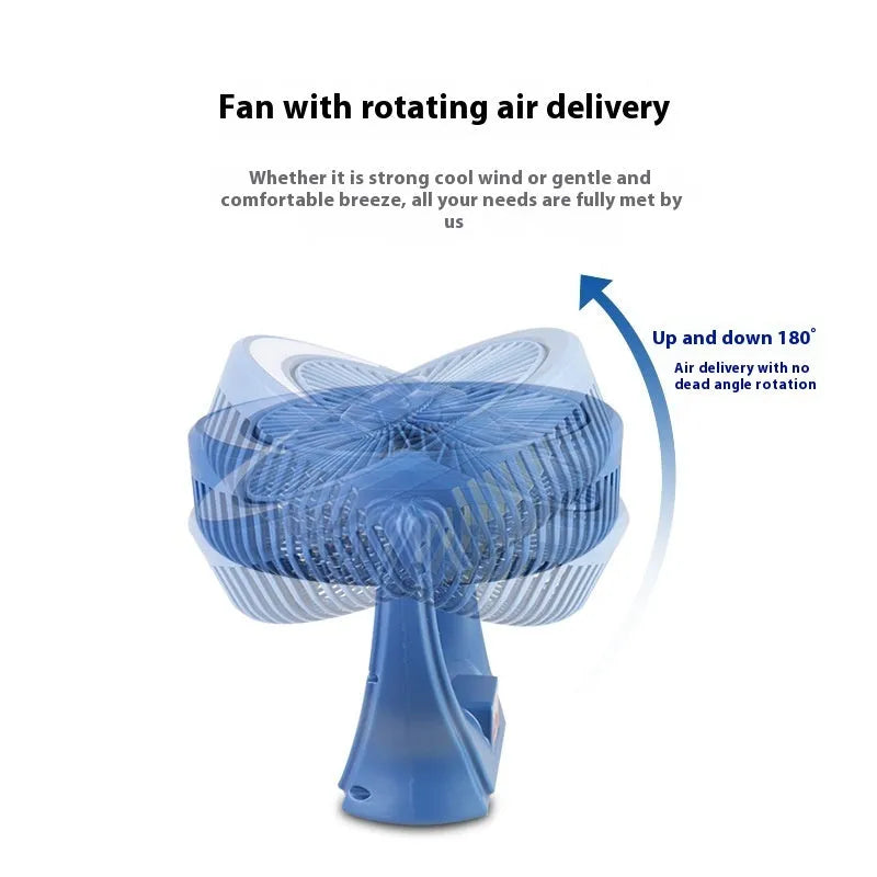 Outdoor USB charging silent desktop fan in emerald or ivory white with USB cable and button control