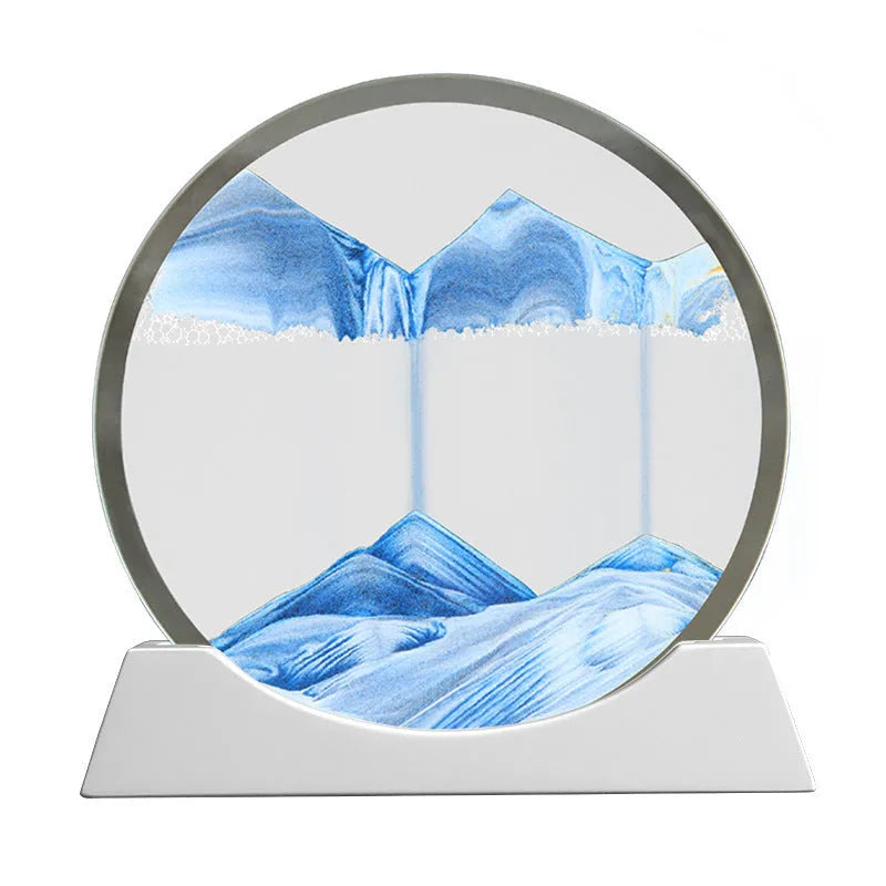 Rotating abstract quicksand painting inside a 12-inch textured glass table lamp.