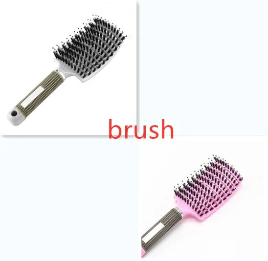 Detangling hairbrush with bristle and nylon teeth for effortless hair management and scalp massage