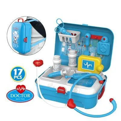 17-piece children's doctor toy set with 23 x 10cm ABS plastic medical backpack carry case