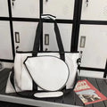 Leather one-shoulder retro badminton bag for women shown in dark brown colour.