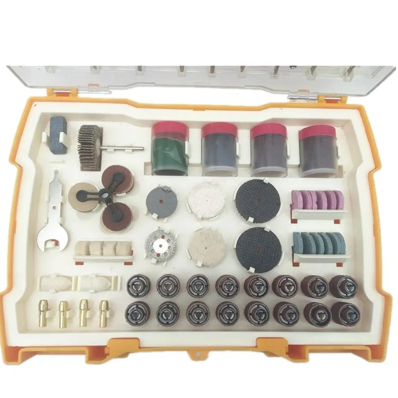 302-piece electric grinding accessories box with cutting, polishing and carving tools for rotary tools