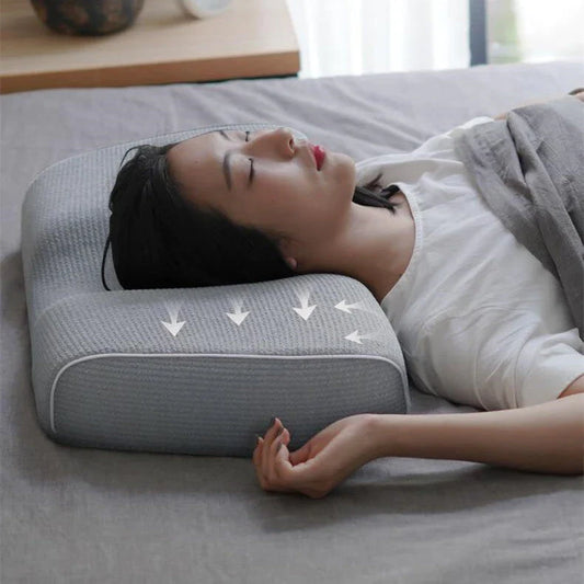 Relaxing memory foam massage pillow with adjustable loft for neck and shoulder support