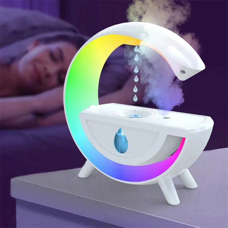 Levitating air humidifier with RGB night light, creating a mesmerizing display of floating water droplets