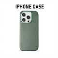 Plain leather magnetic phone case with lychee pattern in dark green, drop-resistant protective cover for iPhone