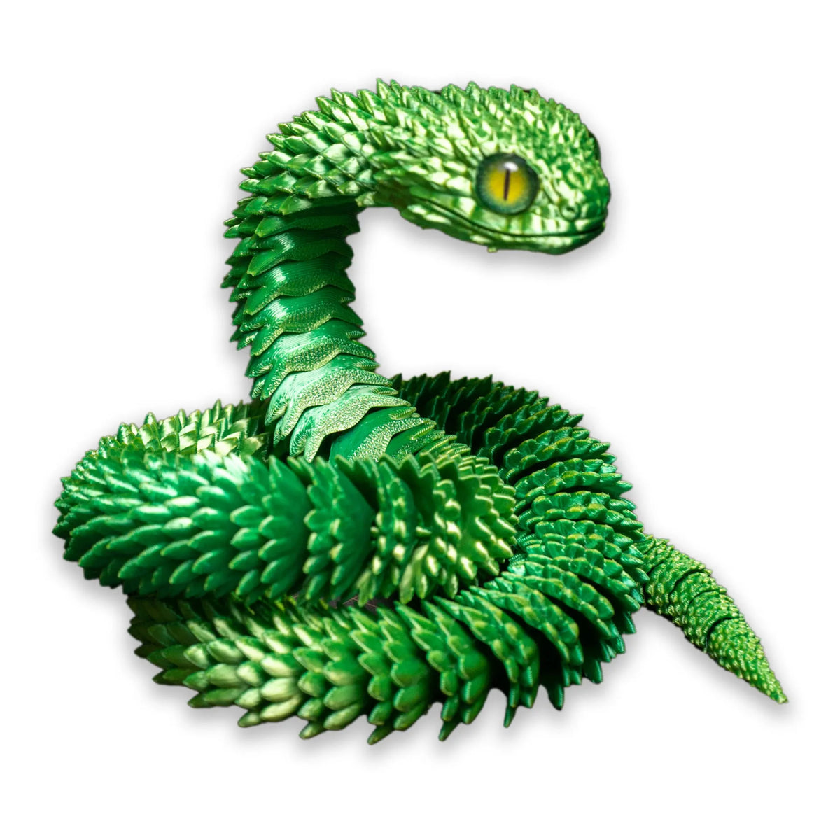 3D printed snake toy decoration in realistic animal simulation style, available in multiple colours and sizes including 30cm, 45cm, 60cm
