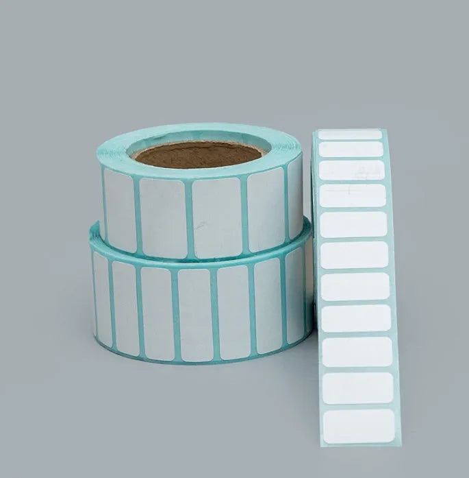 Roll of 20x10mm waterproof stickers, 3000 double-row labels on black and blue hot paper