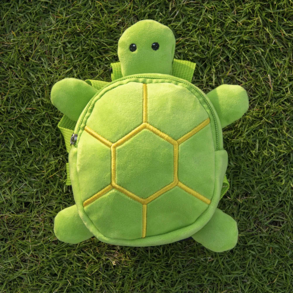 Cartoon turtle shape dog backpack harness in velvet with no-pull vest design and 20x18cm storage compartment