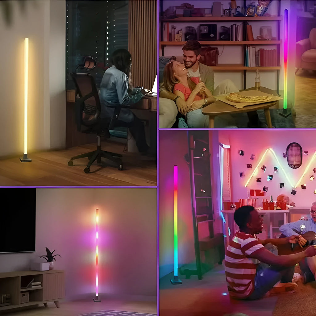 Corner floor lamp with remote control, colour-changing light, 120cm or 150cm, modern simplicity style