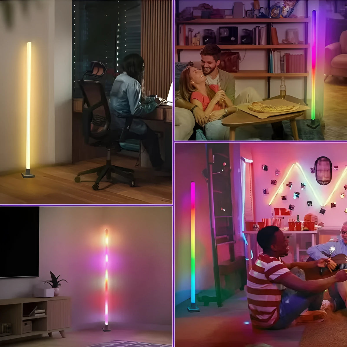 Corner floor lamp with remote control, colour-changing light, 120cm or 150cm, modern simplicity style