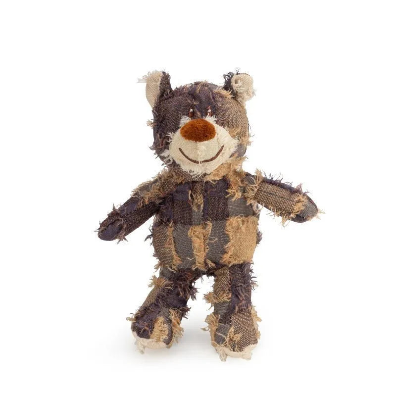 Indestructible robust bear squeaky dog toy in dark purple colour for heavy chewers, with built-in squeaker