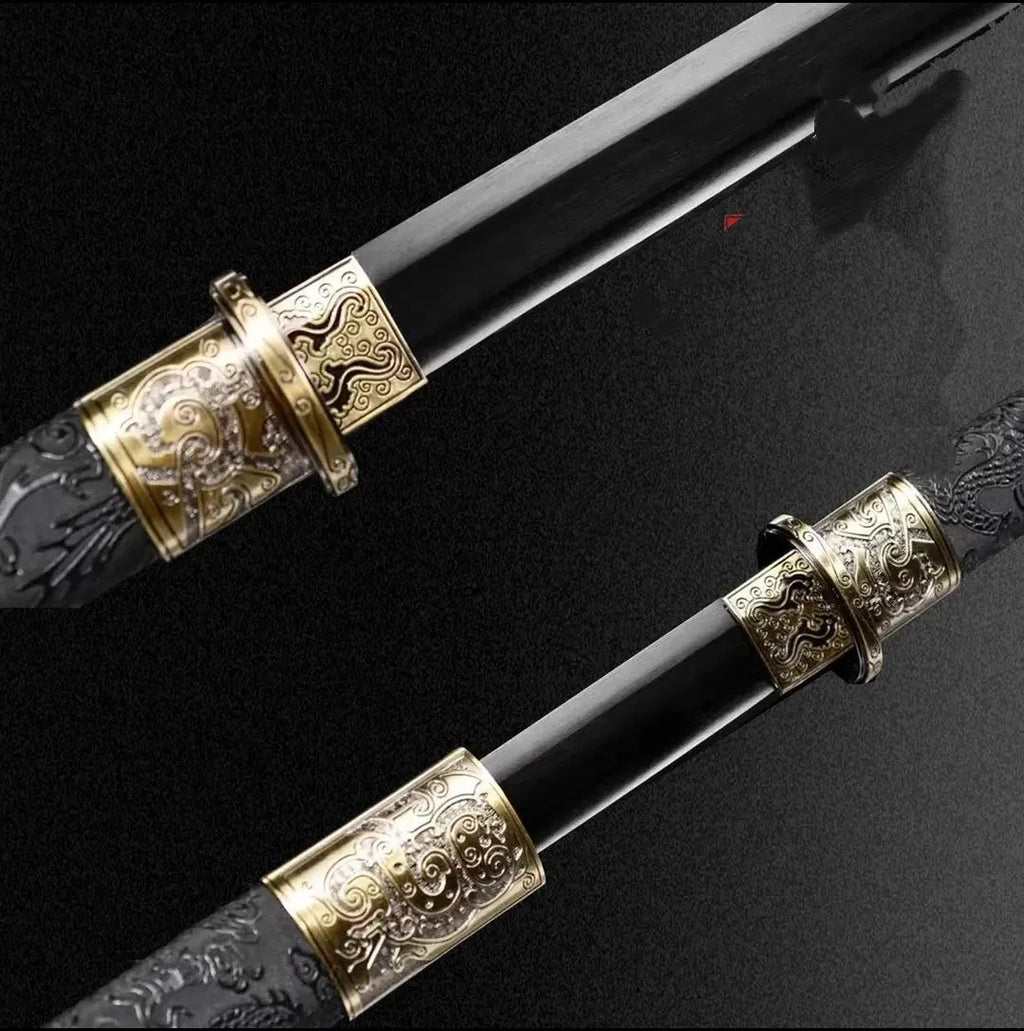 Taizong Tang Dynasty horizontal sword with leather-covered scabbard, unsharpened blade