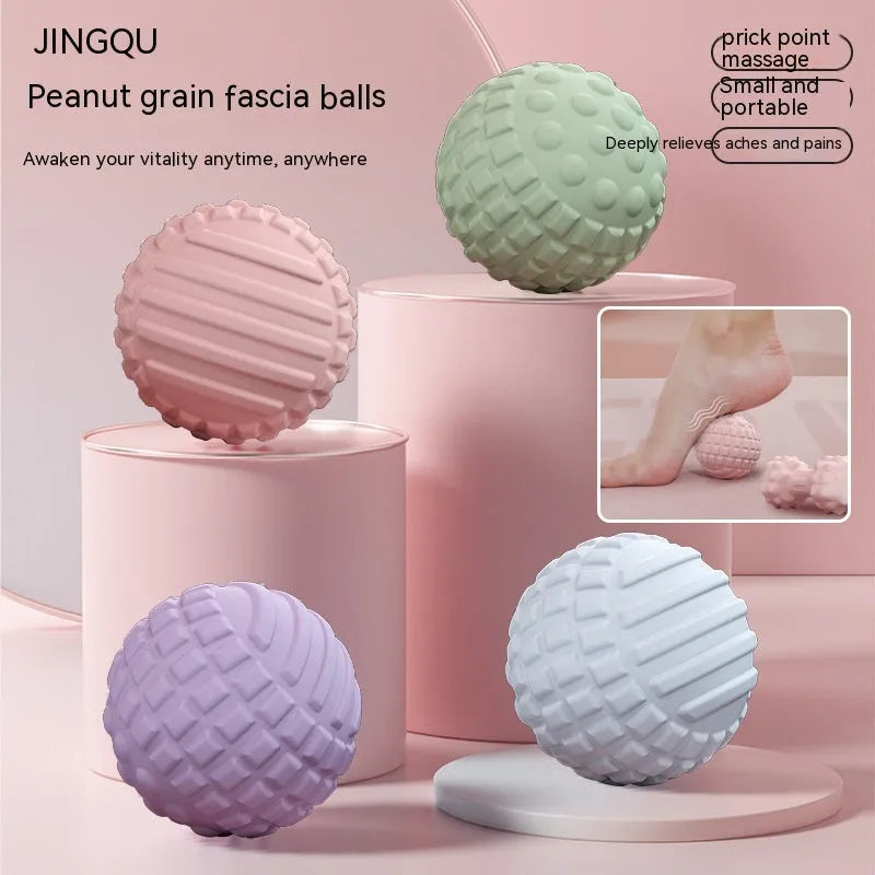 A 6cm diameter TPR foot massage ball in blue colour, on a plain background.