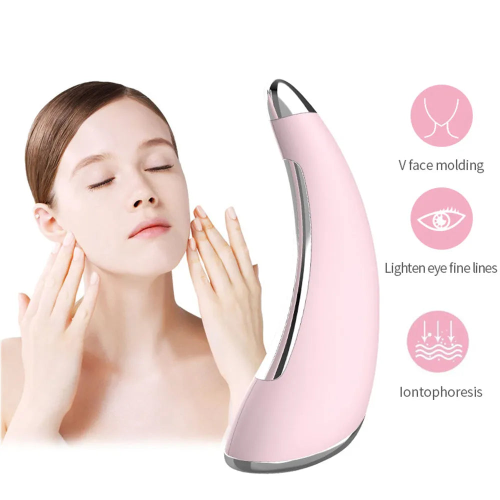 White multifunctional scraping beauty instrument with ergonomic handle, 130mm length, for face slimming and ionic therapy
