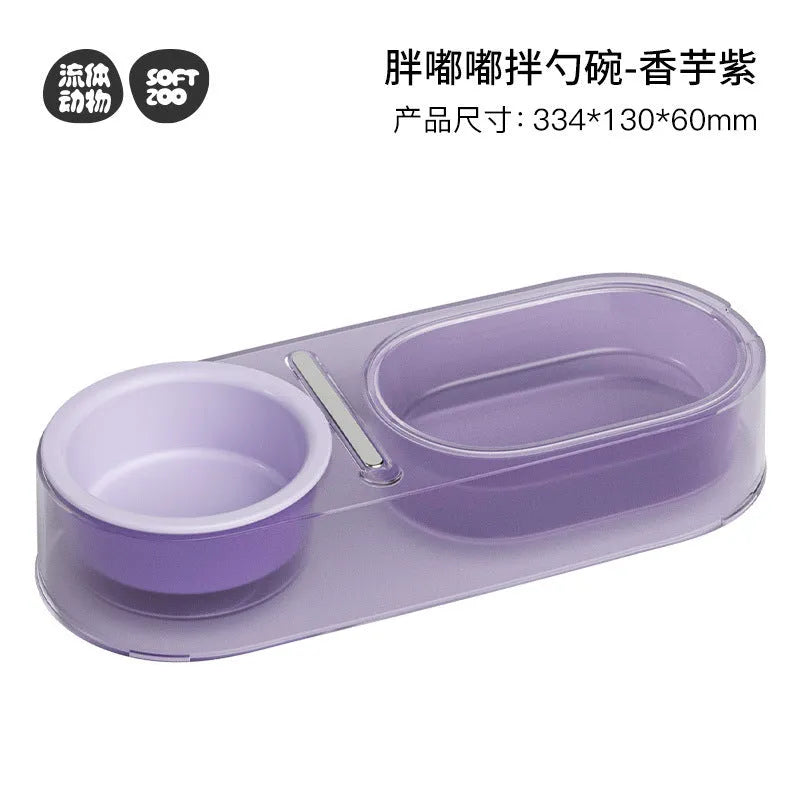 Pet Supplies Mixed Spoon Bowl Cat Diet in taro purple with ceramic stainless steel construction