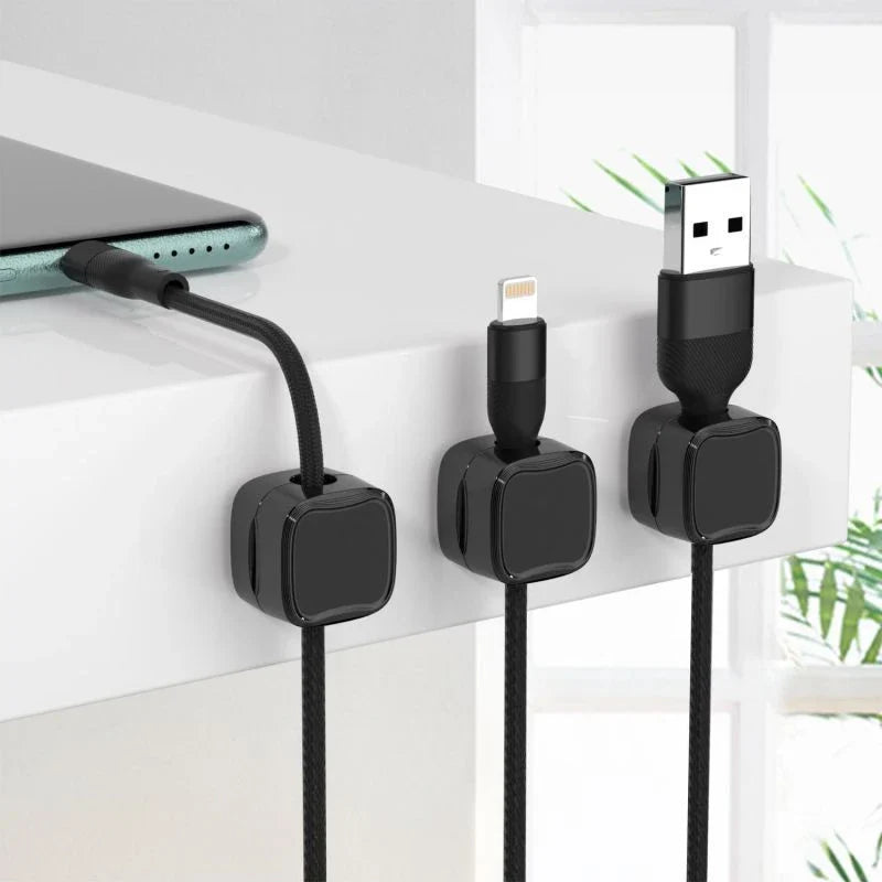 Premium Magnetic Cable Organizer for under desk, adjustable cord holder and wire management system