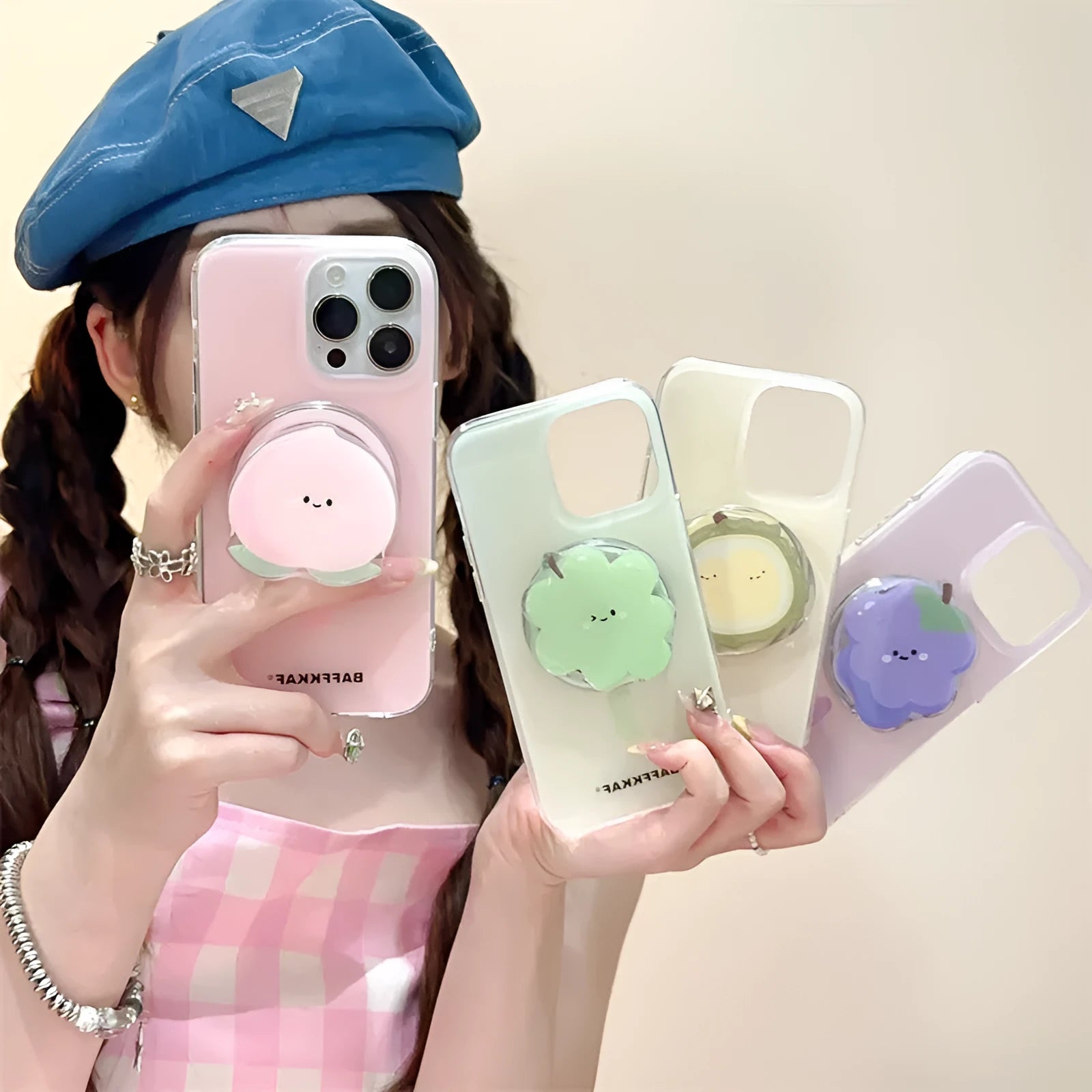 Simple solid fruit magnetic bracket TPU phone case for iPhone, with stand, in green